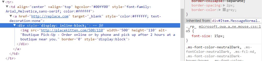 Extra code for an image with link
