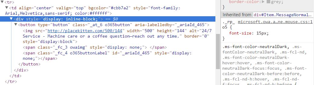 Extra code for an image without link